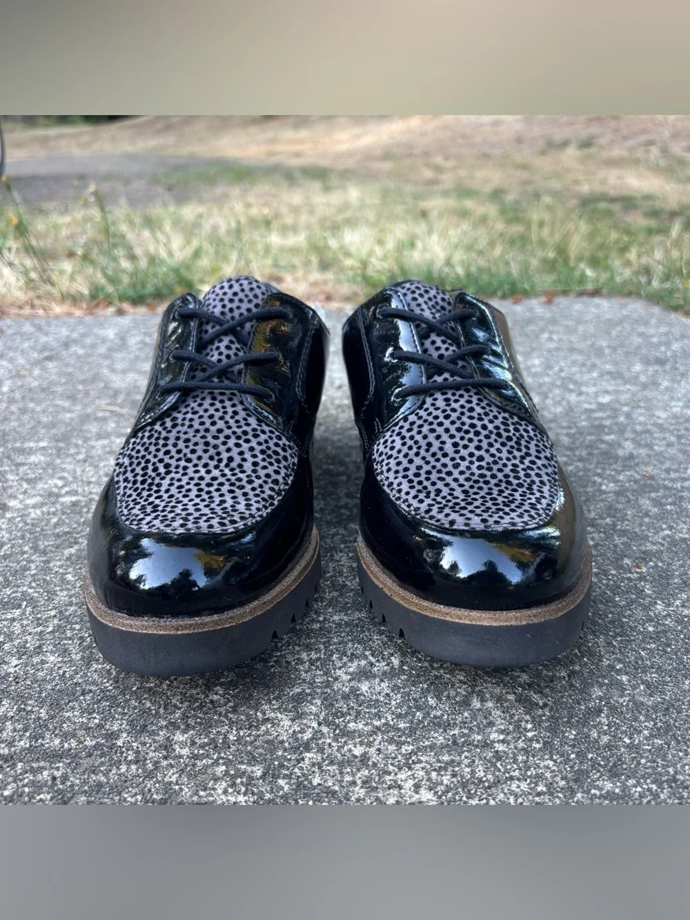 Remonte Patent Leather Animal Print Oxford Lug Shoes EU 39 US 8 - Picture 2 of 16